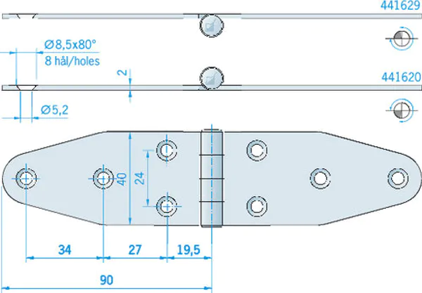 Hovedbilde Hengsel 180x40mm