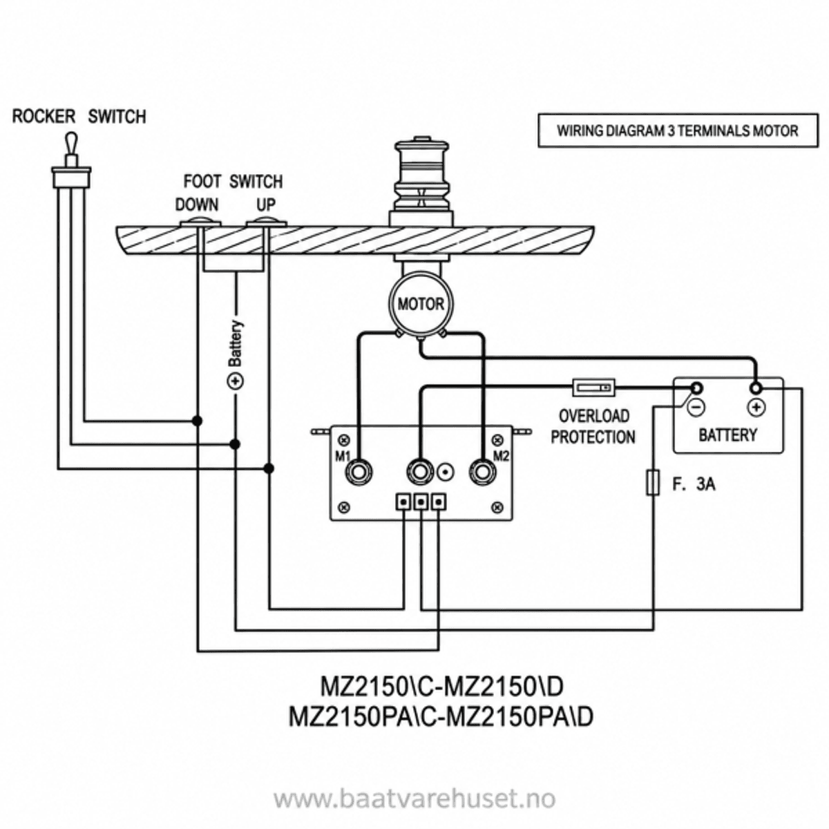Italwinch MZ2150/C 3-polet relé til ankervinsj – 12V 150A