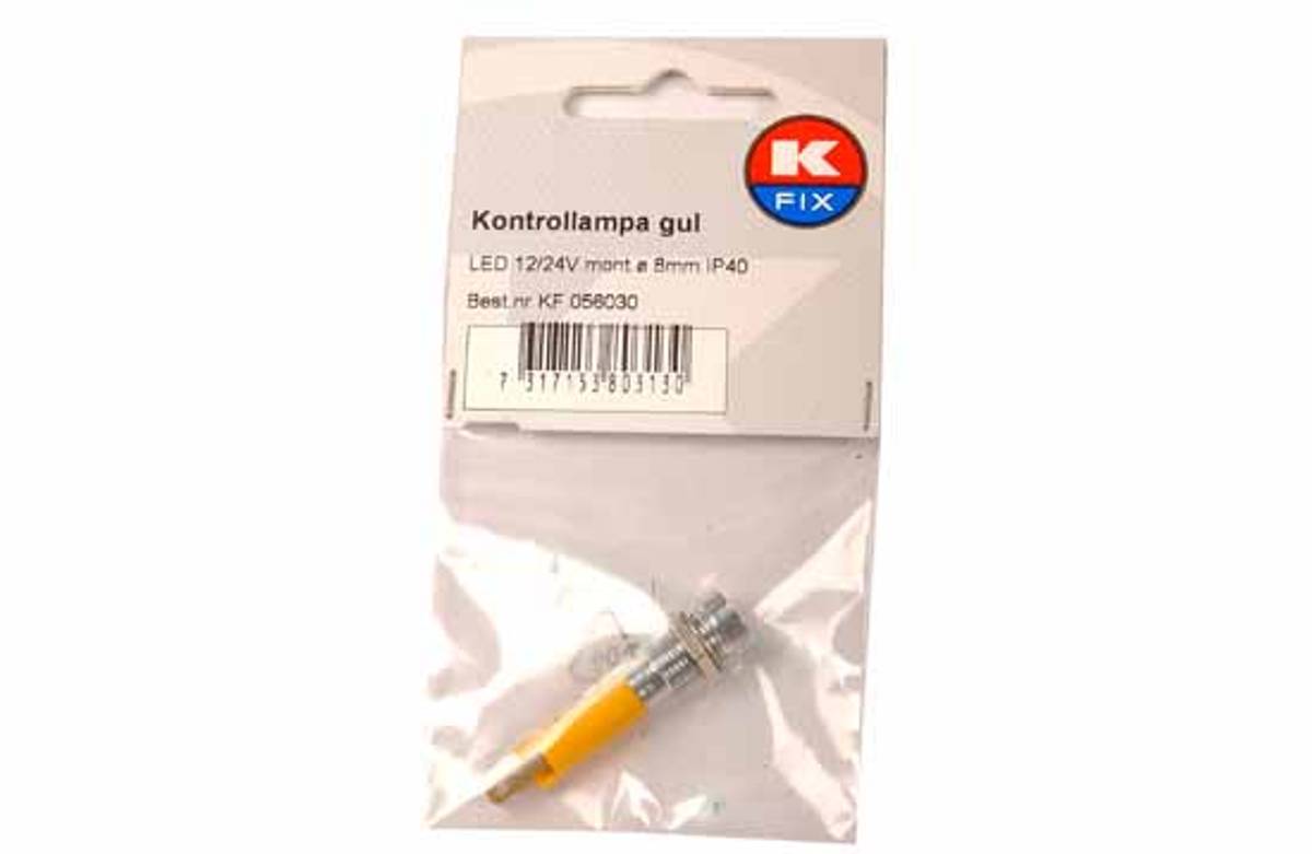 Kontrollampe gul LED 12/24V