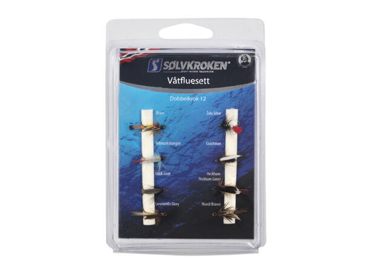  Sølvkroken Våtfluesett DK12 - 8pk Fluesett
